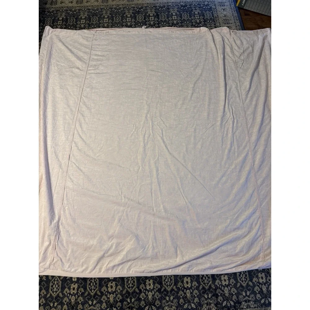 Pottery Barn Teen Full Queen Blush Pink Velour Feel Material Duvet Cover